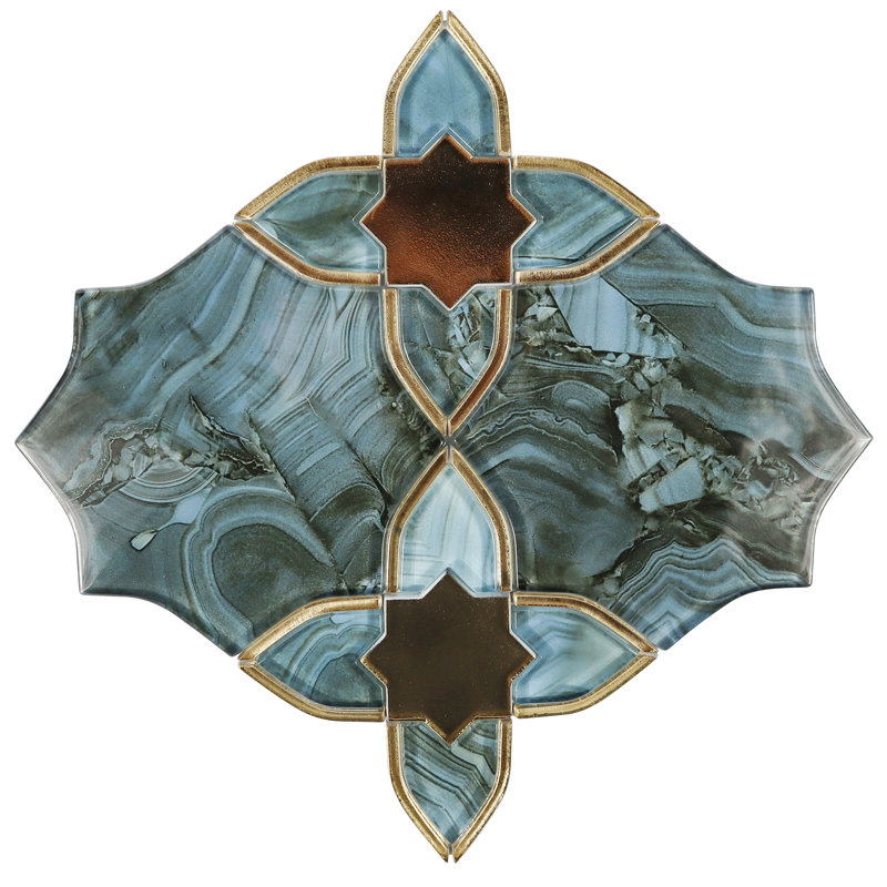 Isaah 10" x 10" Beveled Glass Metal Look Mosic Sheet Wall Tile
