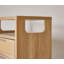 Ensemble de 2 tables de chevet modernes avec 2 tiroirs chacune, finition en bois naturel, poignées dorées et rangement coulissant pour l'organisation de la chambre à coucher.-129673928