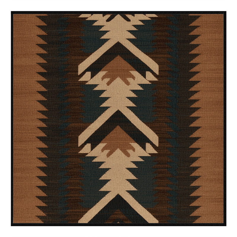 Washable Navajo Chevron Southwestern Area Rug, Square 4'