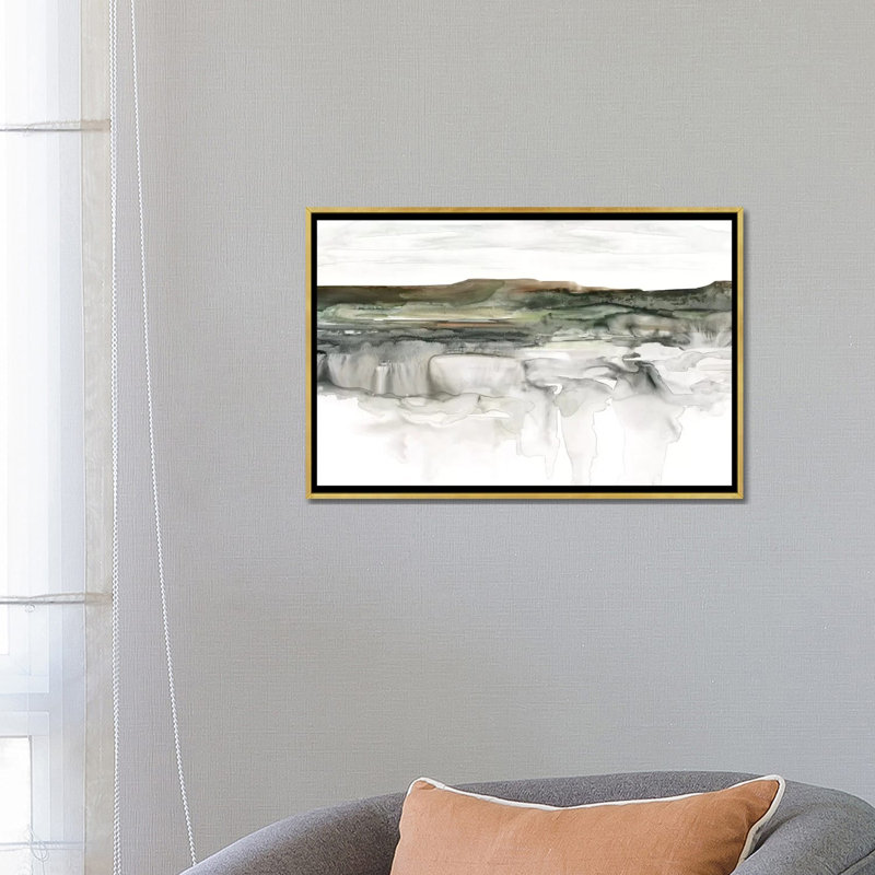 Impression de rivière Flow par Carol Robinson, Pas de tapis, H 18 po x l 26 po x P 1,5 po, Toile encadrée d'or