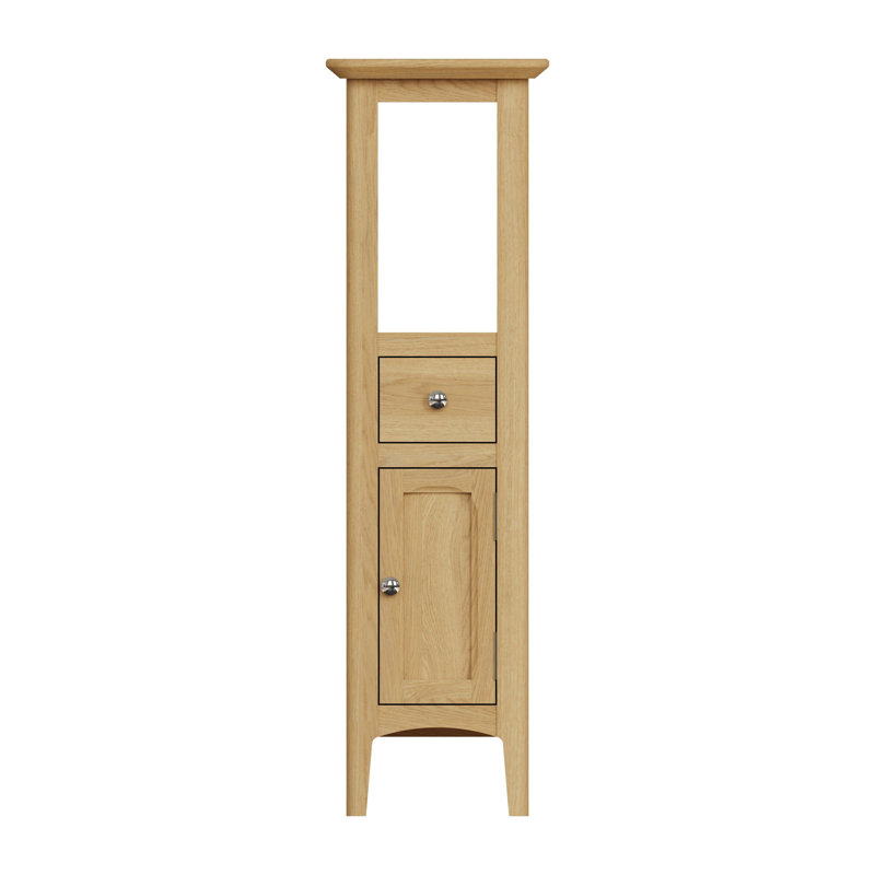 Angie Free-Standing Tall Bathroom Open Top Cabinet, Oak