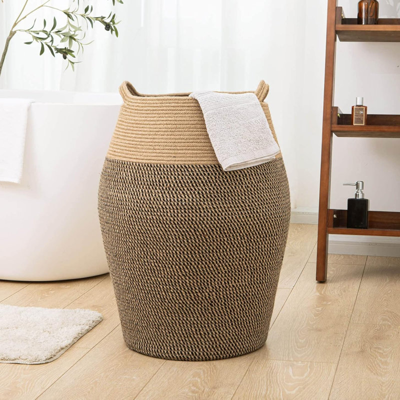 Laundry Basket with Handles, Black/Brown