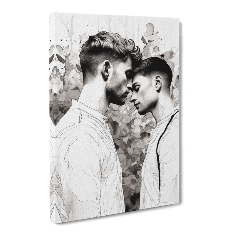 Two Men In Love Line - Wrapped Canvas, 60cm H x 40cm W x 3cm D