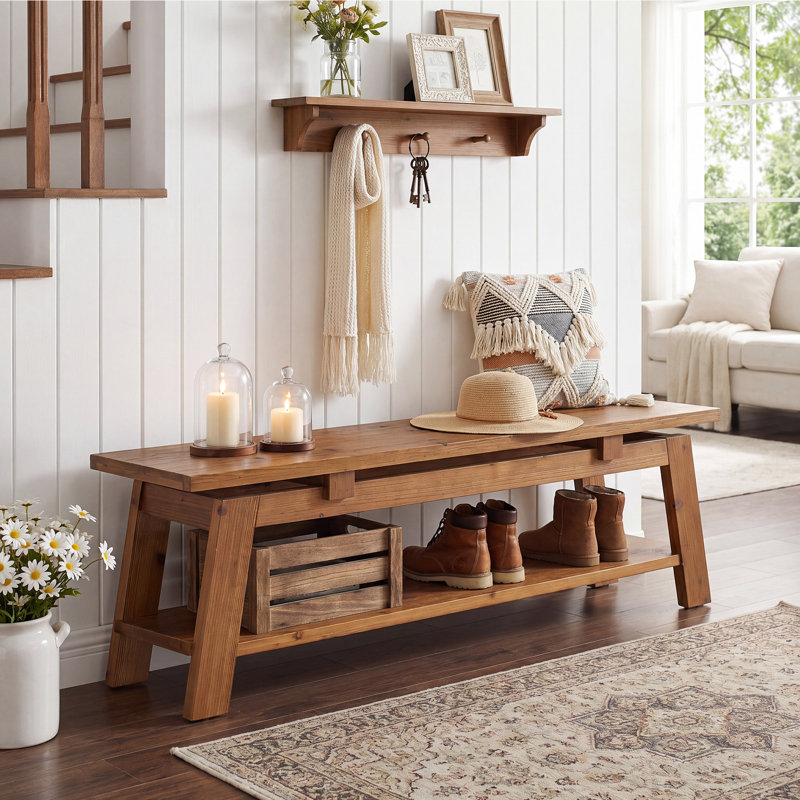Solid Wood Storage Bench