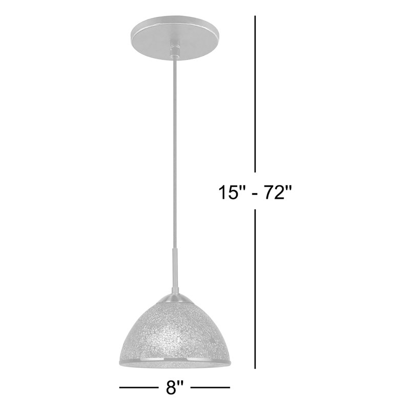 Espalda 1 - Light Single Pendant, Satin Nickel, Mosaic Red