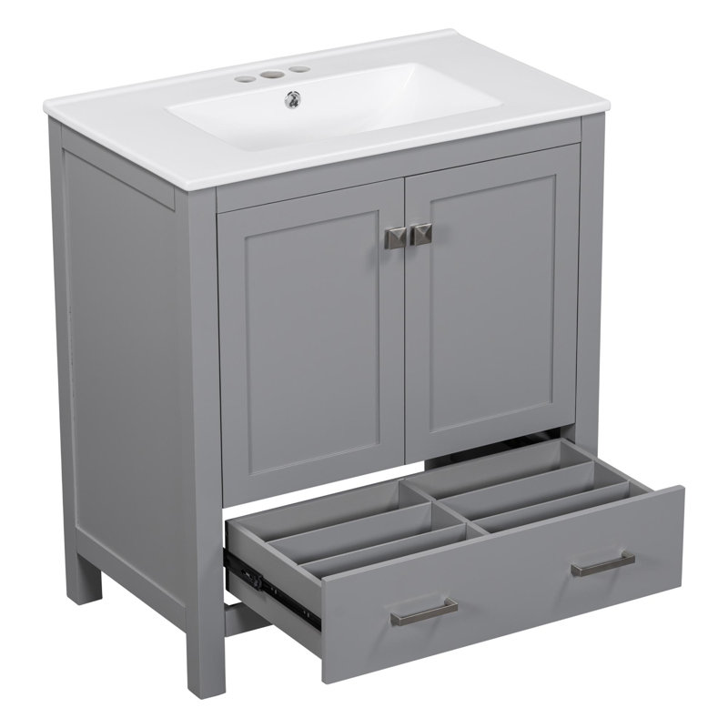 Meuble-lavabo 30 po, Gris
