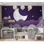 Adhésif mural pelez et collez pour enfants - Lune abstraite mauve-1758238032