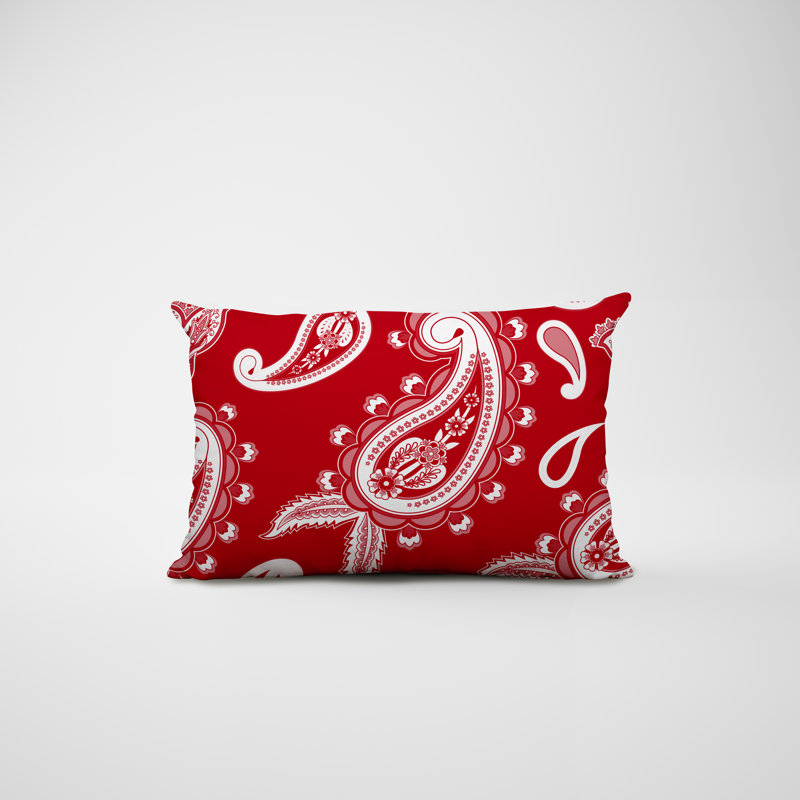 Paisley Outdoor Reversible Throw Pillow, Red