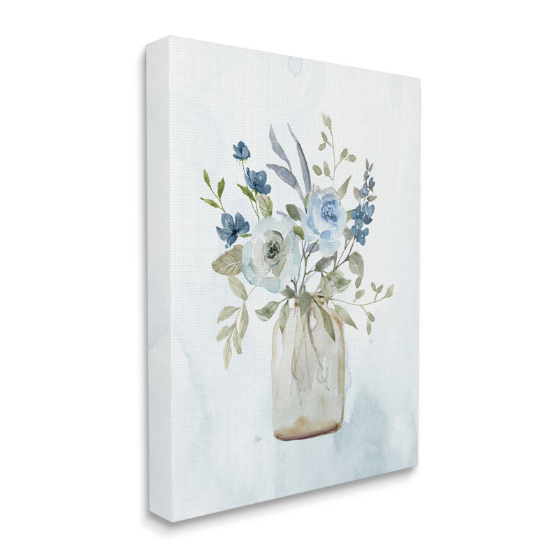 " Blue Bouquet In Jar " by Nan, 20" H x 16" W x 1.5" D