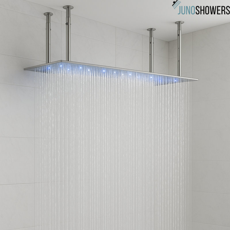 40" Stainless Steel Multicolor LED Ceiling-Mount Rain Shower Head by Juno