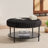 30.9"W Coffee Table,Round Upholstered Ottoman With Storage Shelf And Metal Legs-2047785743