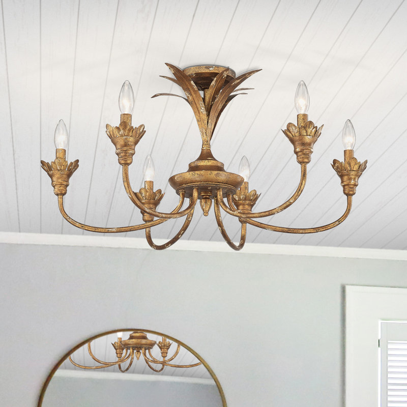 Baum Semi Flush Mount, Heirloom Gold