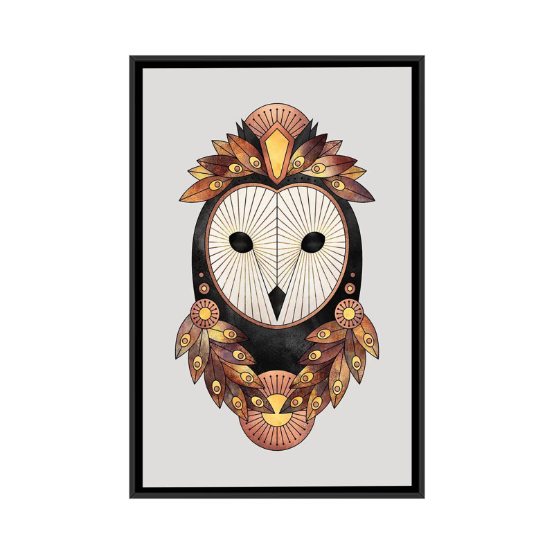 « hibou ii », impression sur toile, H 26 po x l 18 po x P 1,5 po, Toile avec cadre noir, Pas de tapis