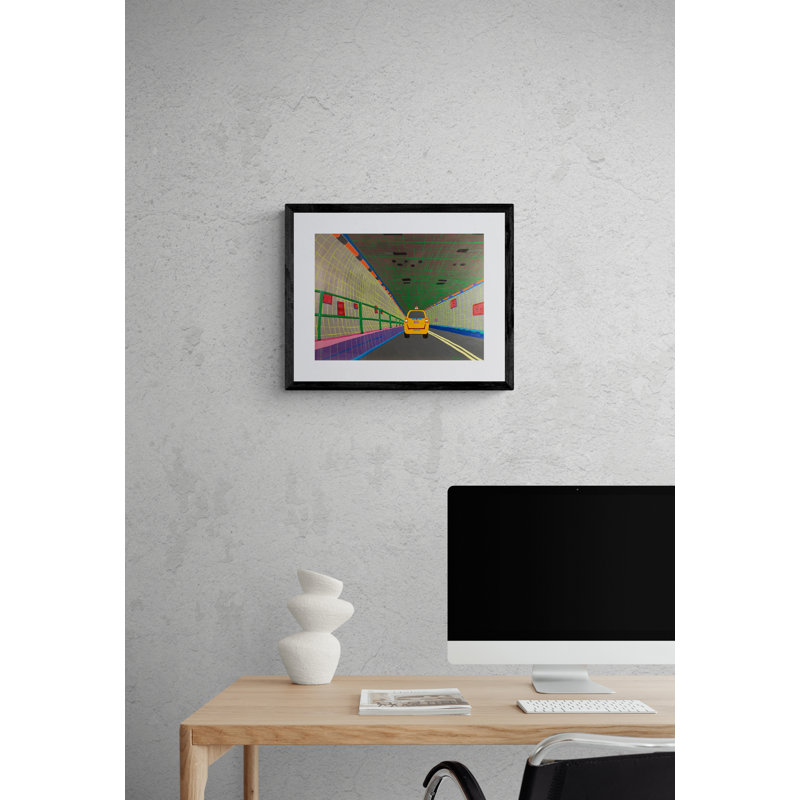 Driving Through The Holland Tunnel Print by Sue Graef, Black Framed Paper, 17.25" H x 21.25" W