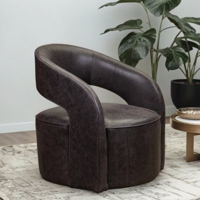 Fauteuil pivotant en cuir véritable 28,25 po Carmel CAL117