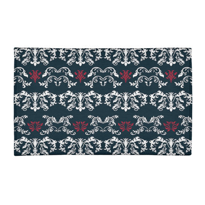 Tapis vert foncé / blanc Damask