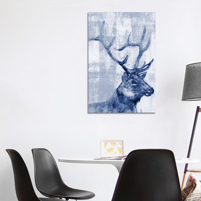 Indigo Elk 1 Piece Wrapped Canvas Painting