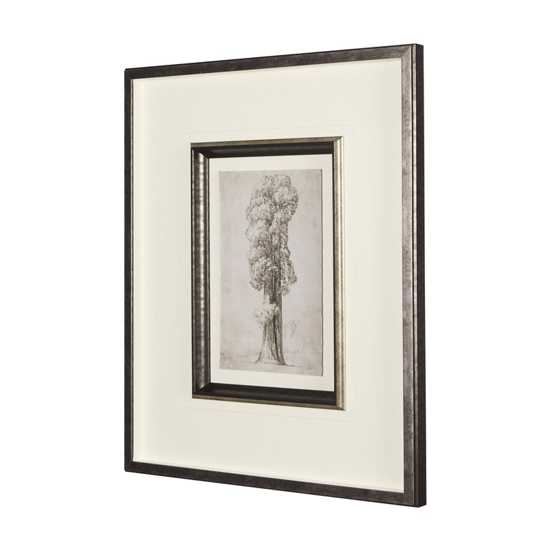 «Westcoast Tree Dessin I», reproduction d'art encadrée à la main mate sous verre, Dessin d'arbre de la côte ouest