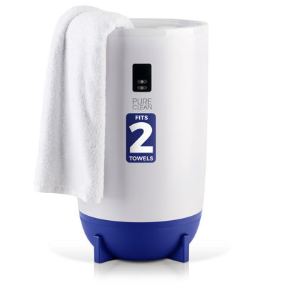 PURE CLEAN Towel Warmer Bucket, Portable Blanket Heater For Bathroom And Spa, Customizable Fragrance, Auto Shut-Off, Fits 2 Large Towels, Blankets And Bathrobes, LED Display, Adjustable Timer, Blue