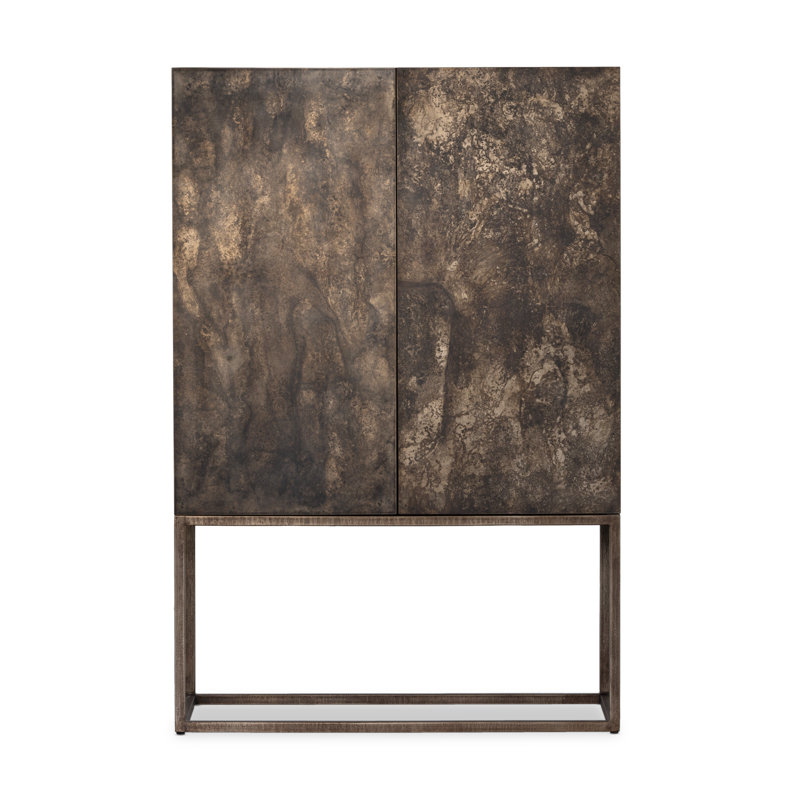 Roman Bar Cabinet, Antiqued Brass Aluminum
