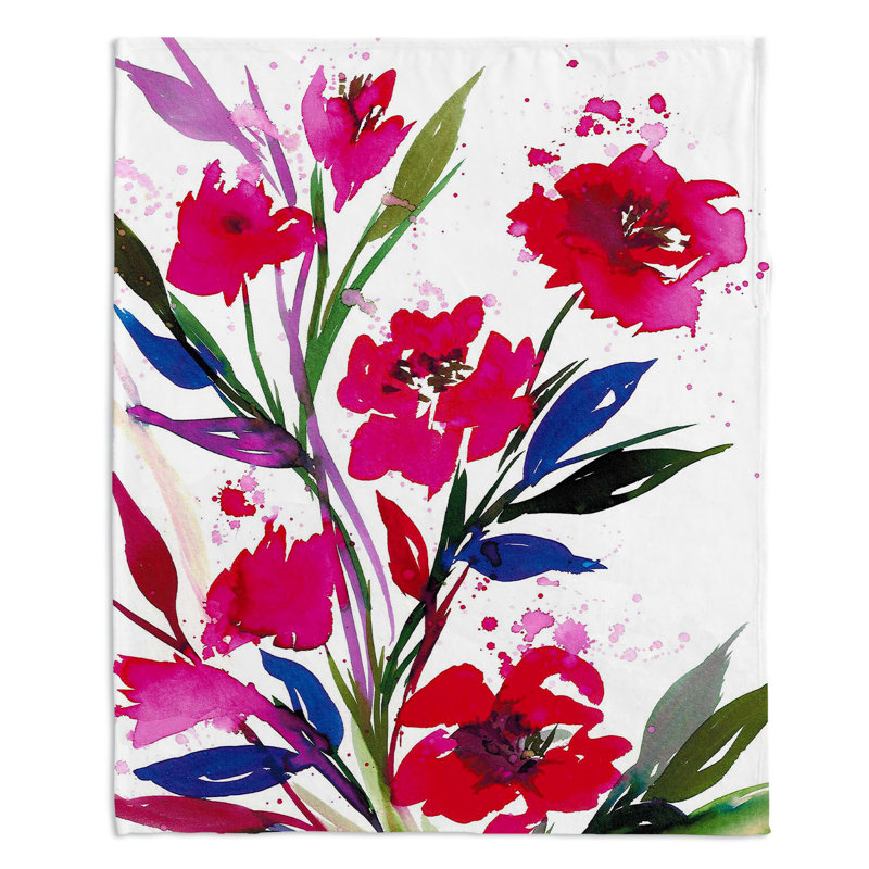 Couverture en sherpas posies doux rouge avec poches, l 51 po x L 60 po