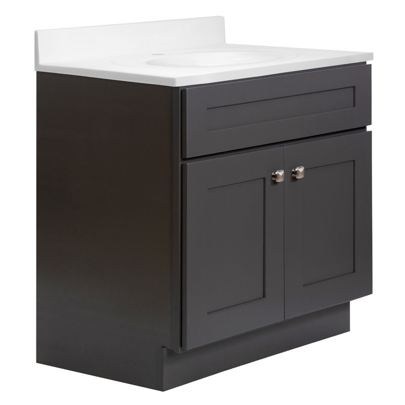 Meuble-lavabo de 31 po avec plateau Brookings, entièrement assemblé, Brun