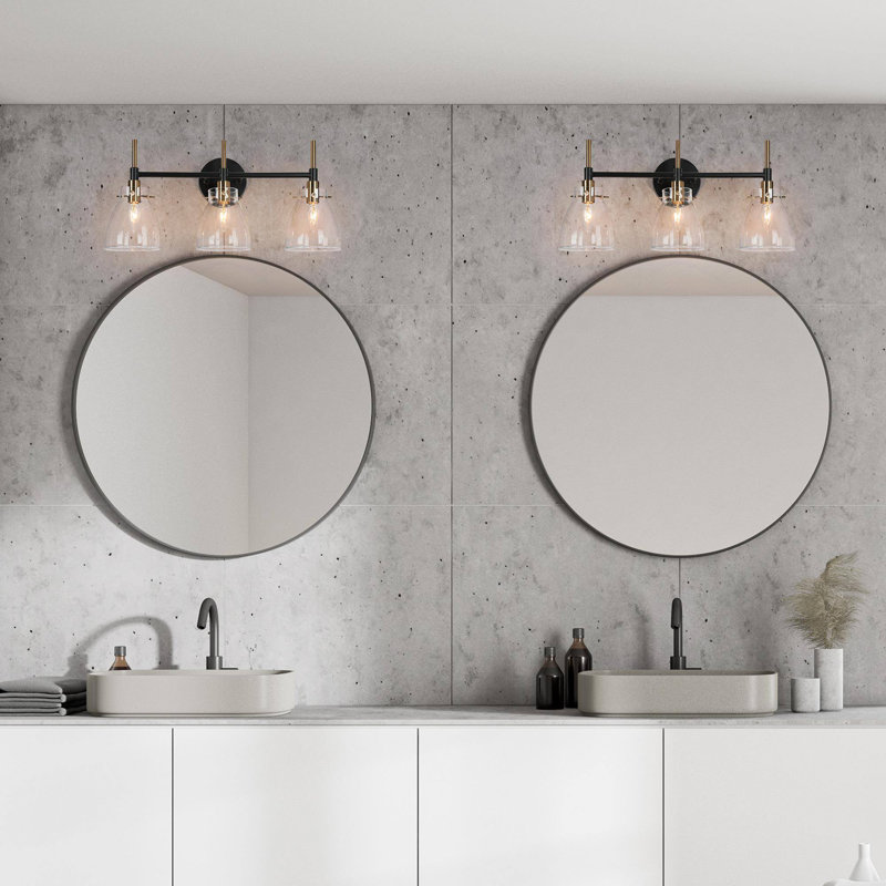 Éclairage pour meuble-lavabo noir à intensité variable 3 lumières Daizjah
