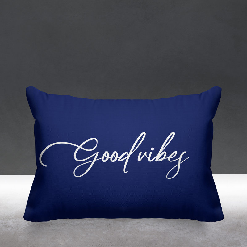 Housse et insert de coussin rectangulaire Aspire Good Vibes, Bleu marine