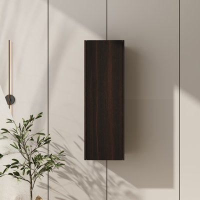 Petite armoire de rangement murale 12 po, porte de rangement simple pour la salle de bain pour salle d'étude et de rangement, chêne foncé