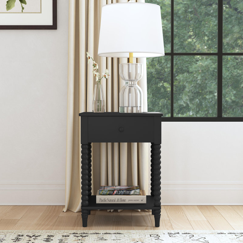 Très grand lit avec deux tables de chevet, Noir, Grand