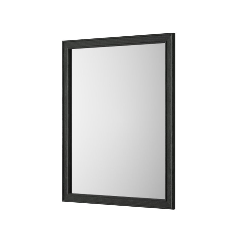 Miroir de salle de bain rectangulaire avec cadre en bois massif, verre trempé, H 72 po x l 36 po, Brun