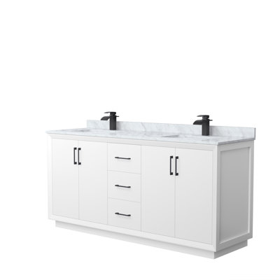 72'' Double Bathroom Vanity with Genuine Marble Top