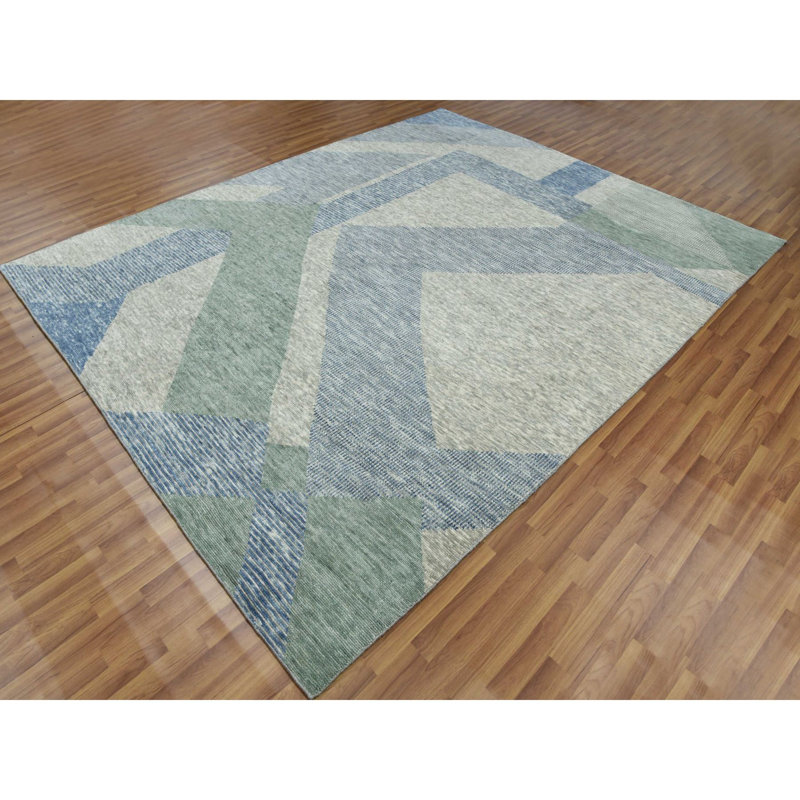 Tapis vert en laine nouvel âge 8 pi 2 po x 10 pi 4 po Waterford