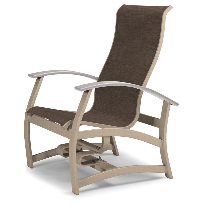 Askar Powder Coated Aluminum Outdoor Lounge Chair, Mocha Sunbrella®, White P50, Textured Desert