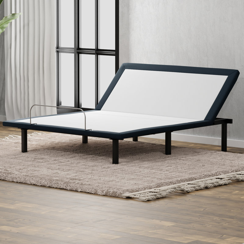 Grand base réglable avec fonction tête en gris - Structure en métal pour un meilleur repos et confort articulé Option de lit, télécommande câblée, changement de position