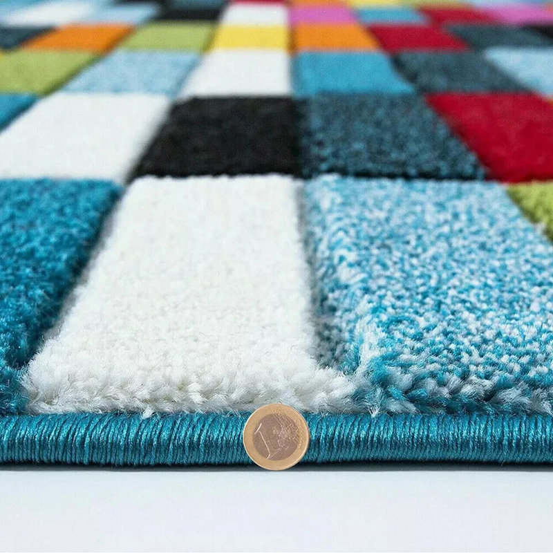 Cubes Geometric Rug & Runner – High Density Polypropylene Carpet, Easy Clean, Rectangle 80 x 150cm