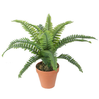 Potted Artificial Tall Green Boston Fern Plant