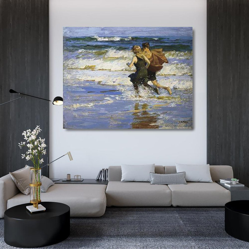 Art sur toile tendue par Rosecliff Heights Potthast, Edward Henry, à la plage, H 36 po x l 45 po