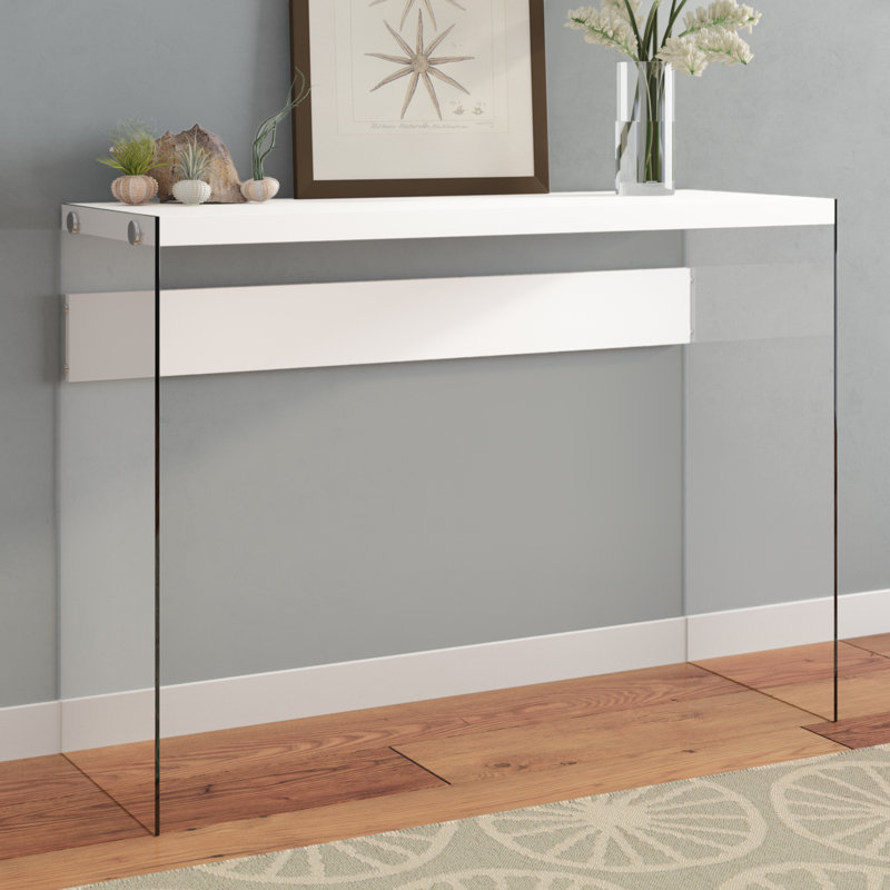 Table d'appoint, console, vestibule, étroit, canapé, salon, chambre à coucher, verre trempé, Blanc