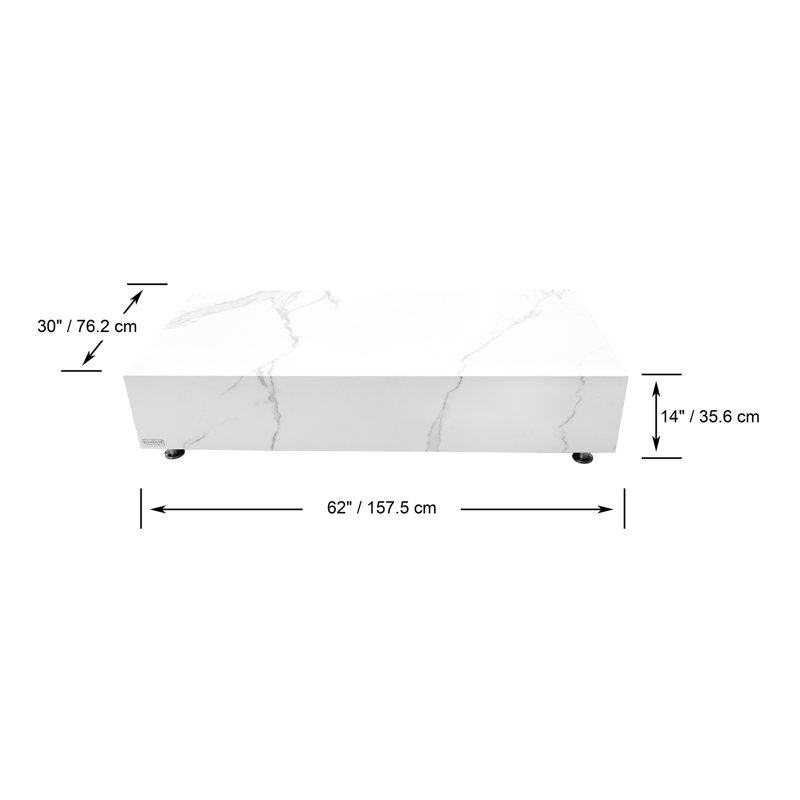BIANCO Marble Porcelain Coffee Table 157.5 x 76.2 x 35.6 cm