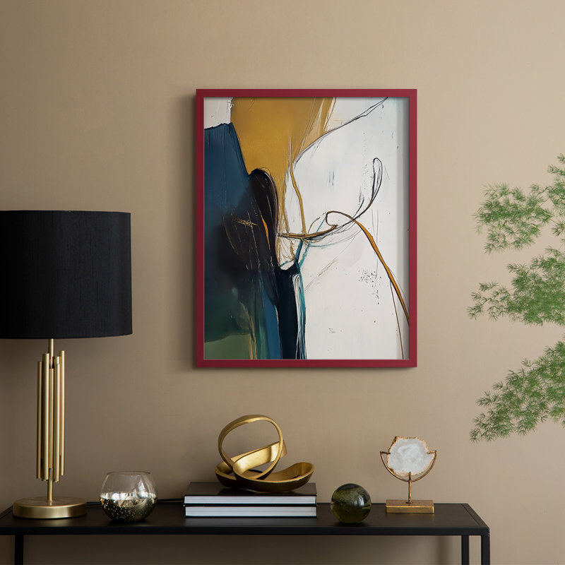Reproduction encadrée ABSTRACT Series DCX - bois massif, H 30 po x l 24 po, Rouge