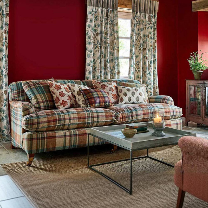 Canapé simple en tissu écossais