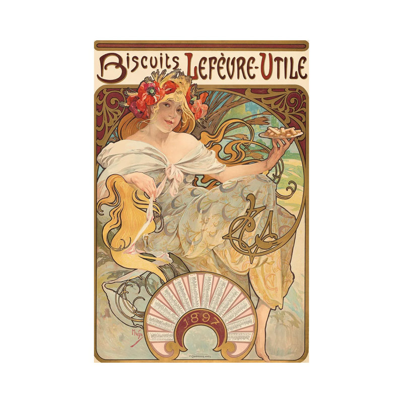 Biscuits Lefervre-Utile, 1896, H 18 po x l 12 po x P 1,5 po, Pas de tapis, Toile tendue