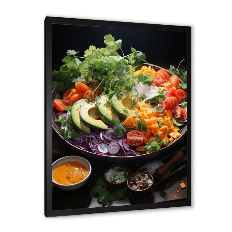 Végétarien, cuisine I - légumes, art mural, Cadre simple noir, H 32 po x l 16 po x P 1 po