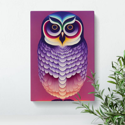 Adventurous Owl Abstract - Wrapped Canvas