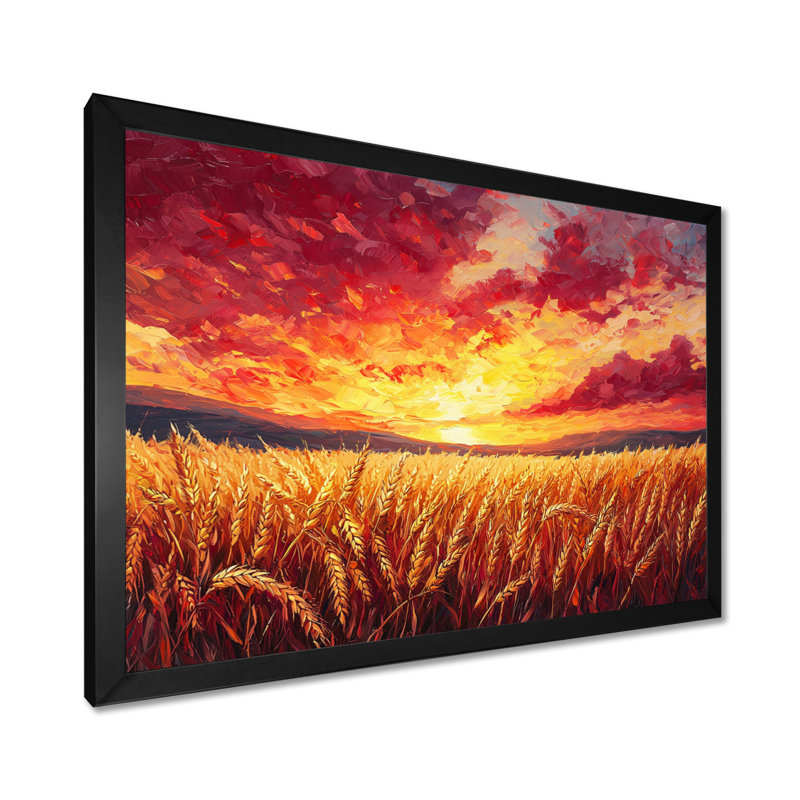 Coucher de soleil sur le champ de blé II - campagne, art encadré, Cadre simple, Noir, noir, noir, noir, H 12 po x l 20 po