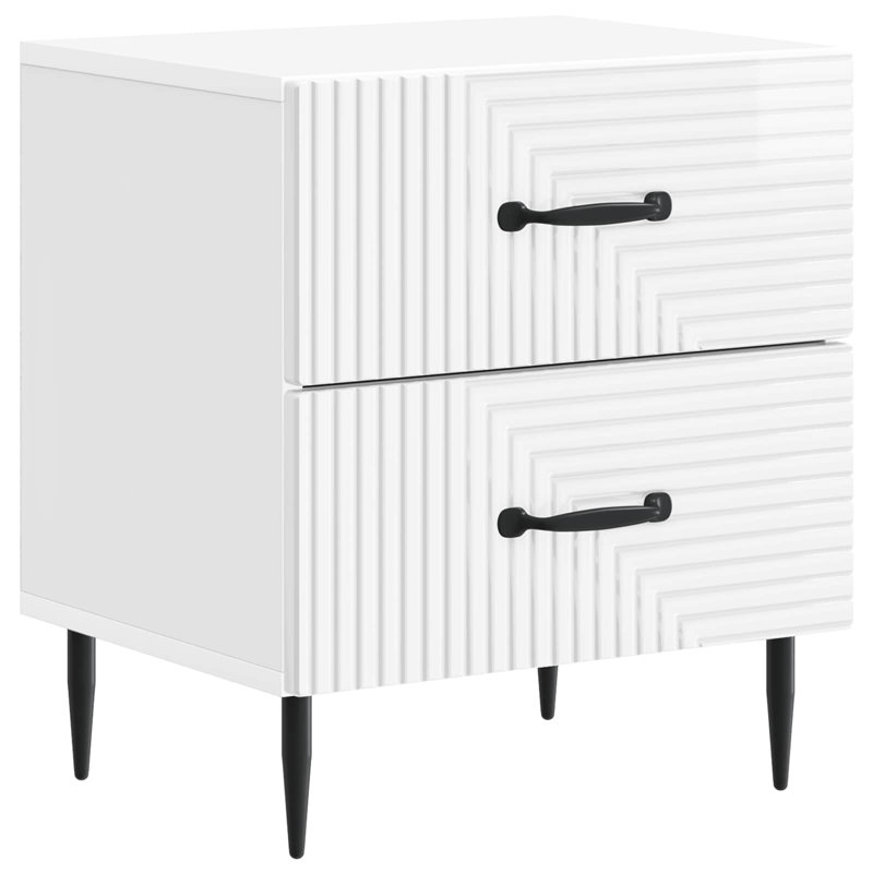43cm W Manufactured Wood Bedside Table, High Gloss White
