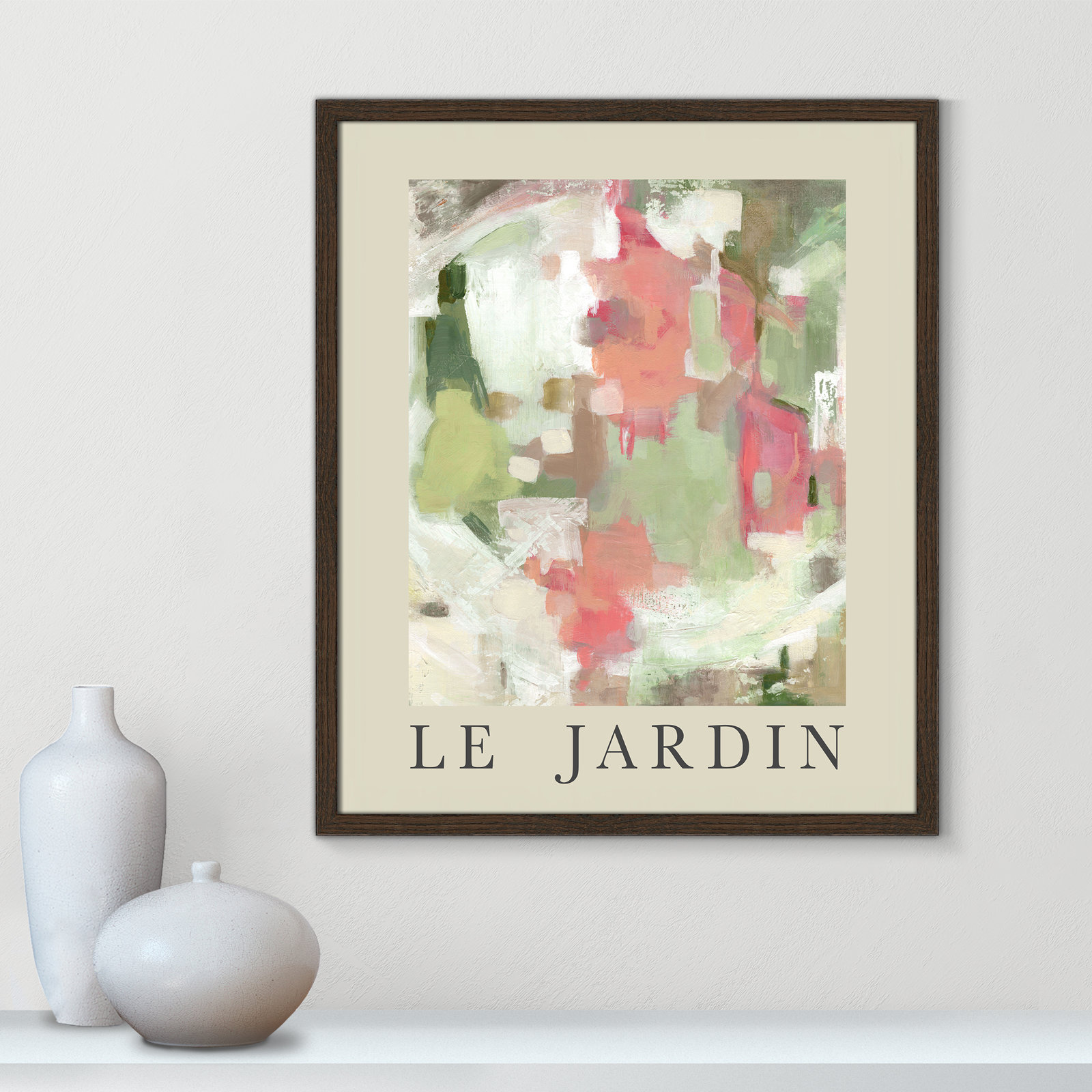 Riya "Le Jardin" Print by Carol Robinson, Walnut Single Picture Frame, No, 25.5" H x 21.5" W x 0.75" D
