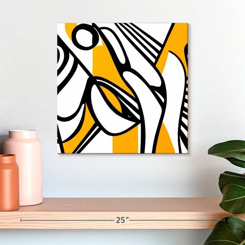 Lignes noires et jaunes Avery, H 16 po x l 16 po
