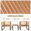Ensemble de conversation 3 pièces en bois d'acacia de patio avec fauteuils rembourrés